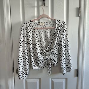Fancy wrap polka dot blouse